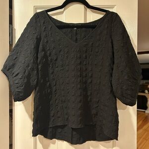 Designer Courtney Washington No Wrinkle Black Pucker Top